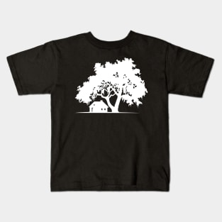 Cabin and Tree - Silhouette Kids T-Shirt